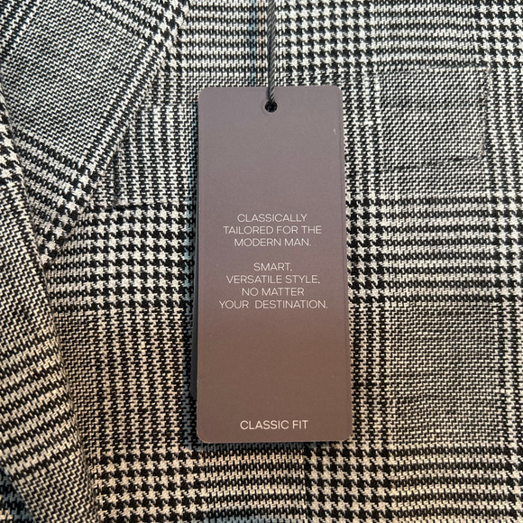 NWT Michael Kors Classic Fit Linen Sport Coat, Black/White Plaid, Men’s 38S - Picture 6 of 10